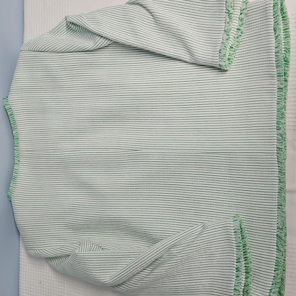 Preston & York Judith Boucle Tweed Round Neck Jacket: Green/White Stripe:Size- 8 - Picture 4 of 14